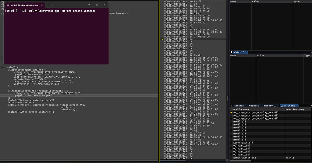 vkCreateInstance crash when running the program with debugger - Vulkan ...